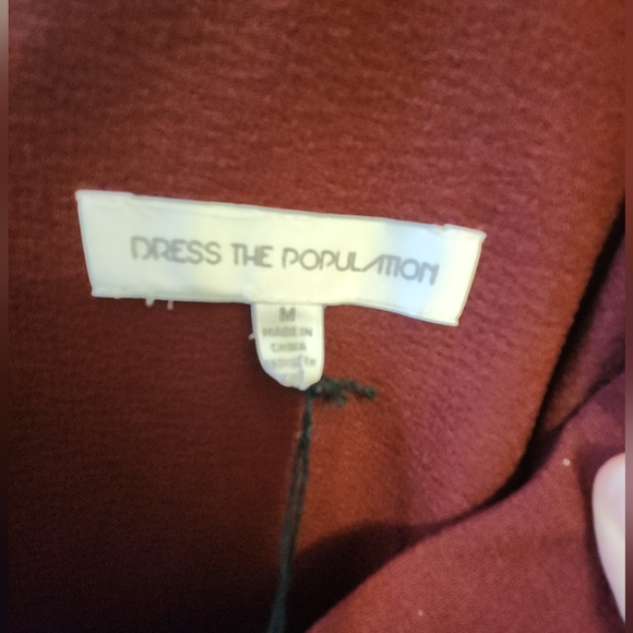 Dress the Population Women's Lyla Plunging Sleeveless Fitted Midi Sheath Dress - Picture 6 of 7